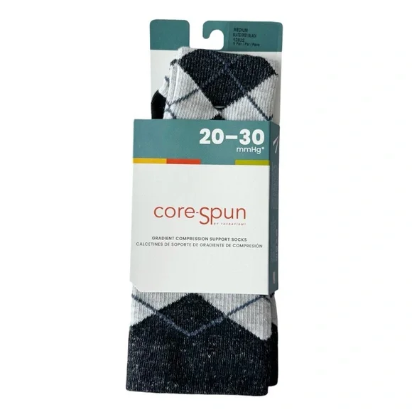 Therafirm Corespun Argyle 20-30 mmhg Compression Support SocksMEDIUM NWT
